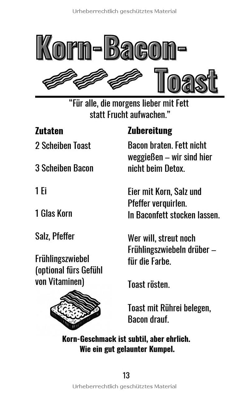 Originalseite 13 aus „Kochen mit Korn": Korn-Bacon-Toast