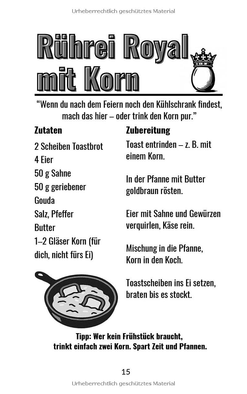 Originalseite 15 aus „Kochen mit Korn": Rührei Royal mit Korn